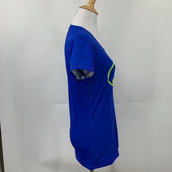 Under Armour T Shirt Women S Small Surf Blue Fitted Batman Logo Heatgear Wicking - Picture 5 of 12